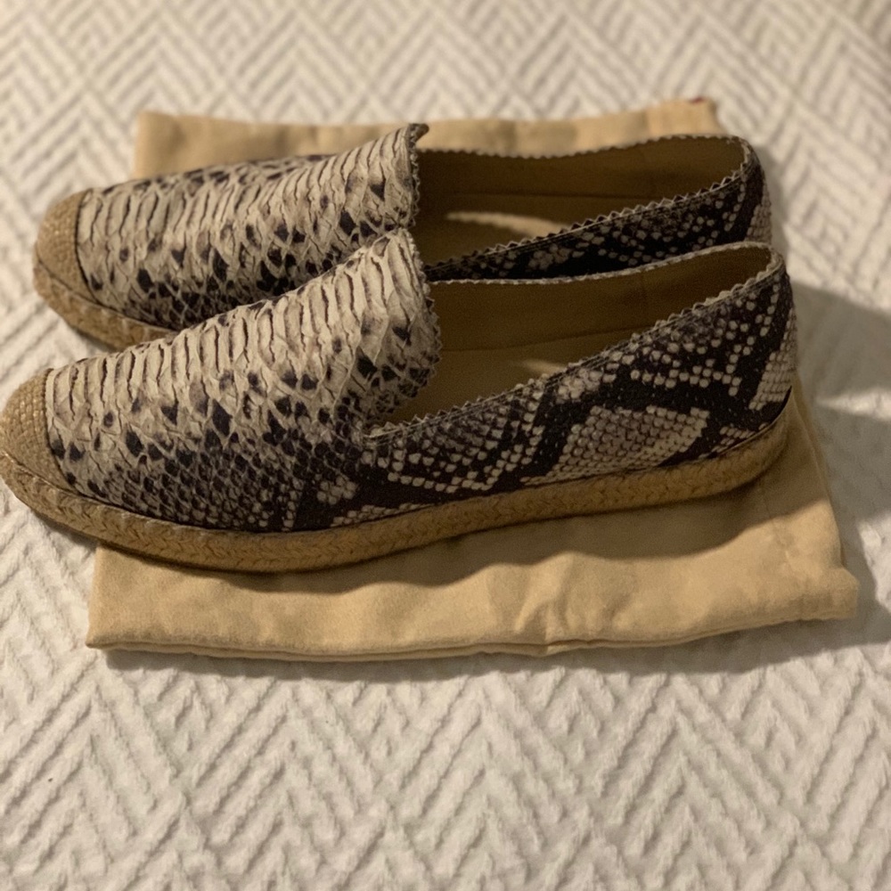 Stuart Weitzman Snake Print Leather Espadrilles
